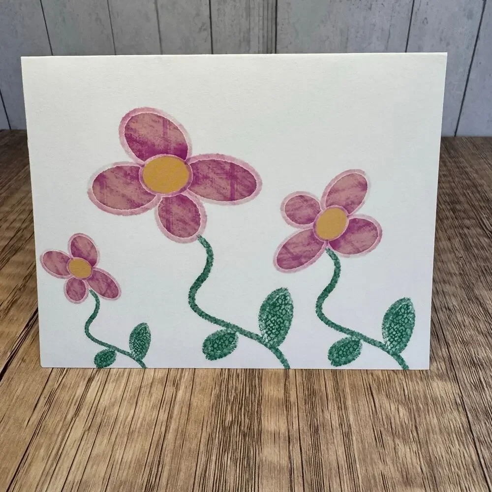 Greeting Cards Blank Notes Flowers Spring PINK Daisy 6 w/Envelopes Custom Art